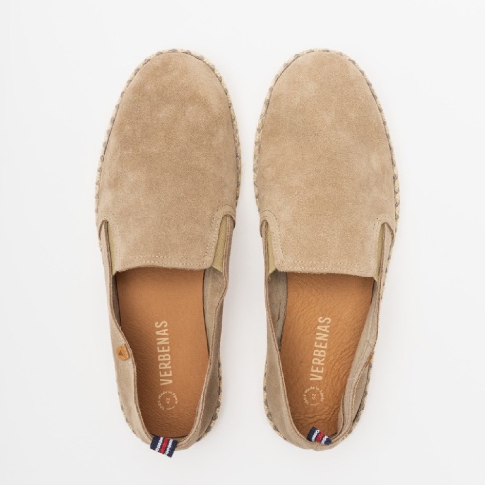 Verbenas TOM Beige Suede Espadrilles Slip On Shoes Mens Size 8 Made in Spain